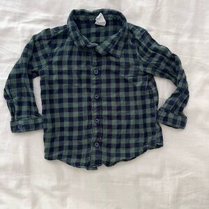 Like New - H&M Kids Blue and Green Checkered Button Down Shirt